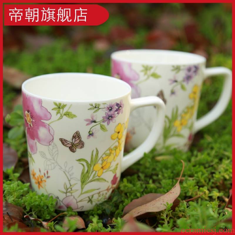 Mark cup ceramic keller cup tea cup handle Korean rural creative trend of flowers and the plants coffee cup milk cup