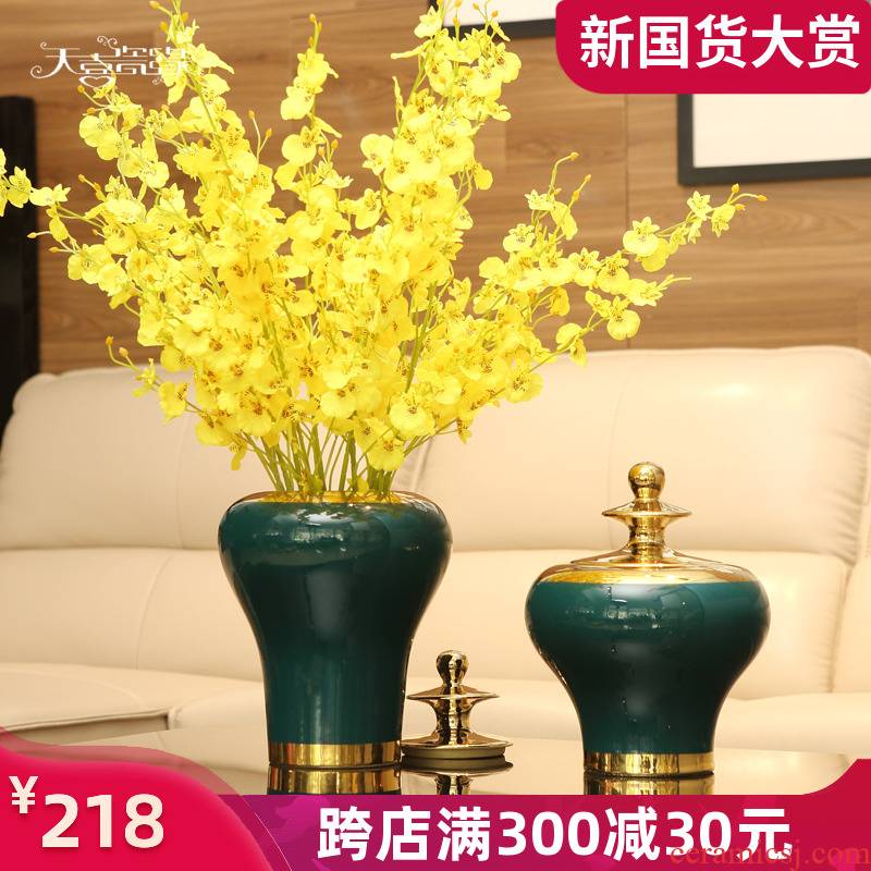 American light key-2 luxury ceramic vases, new Chinese style living room wine decorations furnishing articles European creative household act the role ofing is tasted