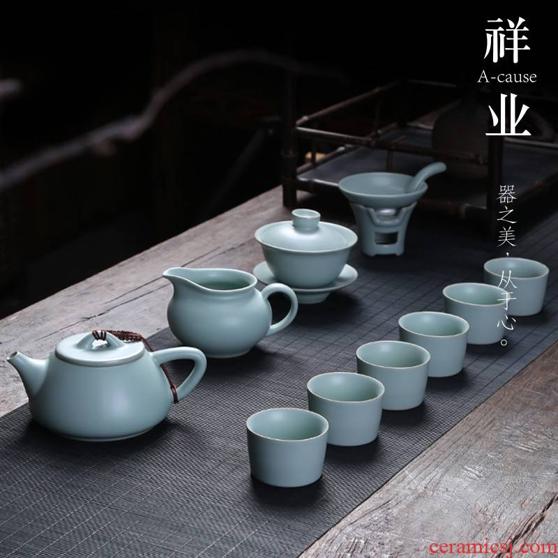 Auspicious industry your up kung fu tea set to open the slice of a complete set of ceramic teapot teacup tureen office household porcelain gift box