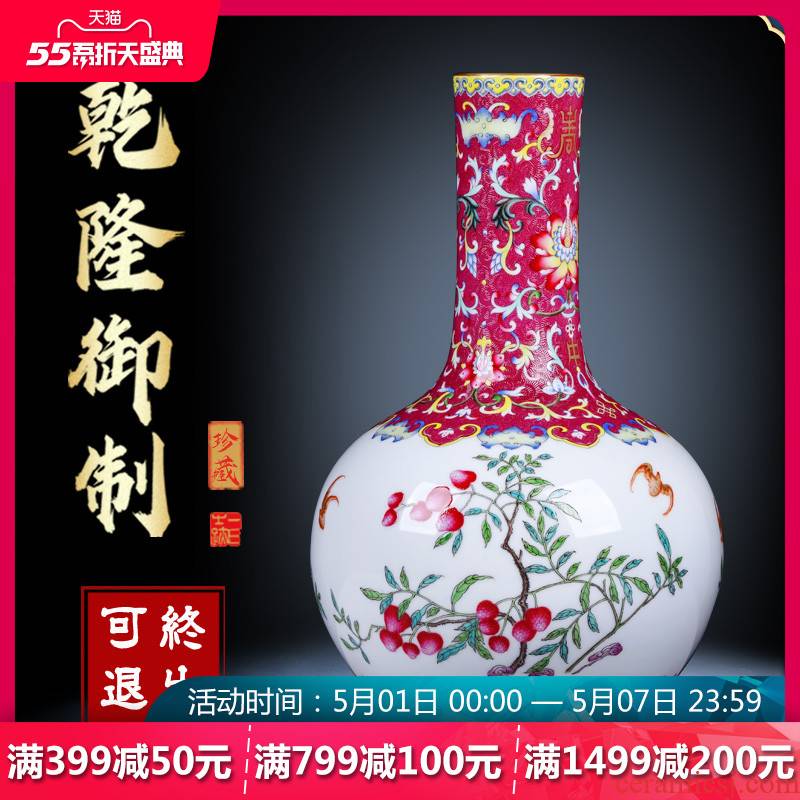 Night glass and fang jingdezhen hand - made antique vase red scramble for fruit was a fold branch three celestial Chinese ancient frame furnishing articles