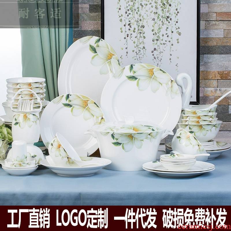 Hold to guest comfortable jingdezhen ceramic bowl dish dish suits for 28 and 56 head love lily ipads porcelain tableware household gift set