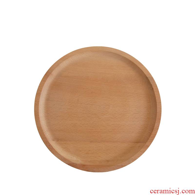 Ju wood real wood plate tray was set three circular plate tea tray bread cake pan