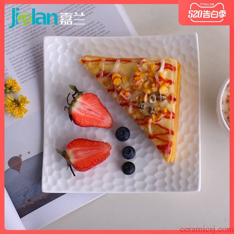 Garland ipads China western food of afternoon tea all the irregular square contracted creative emboss household ceramic plate