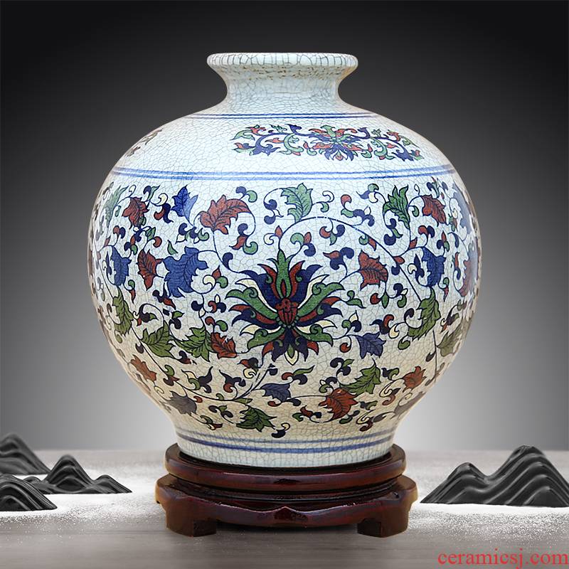 Jingdezhen ceramics glaze colorful porcelain vase of crack under the sitting room of Chinese style tradition furnishing articles home decoration decoration
