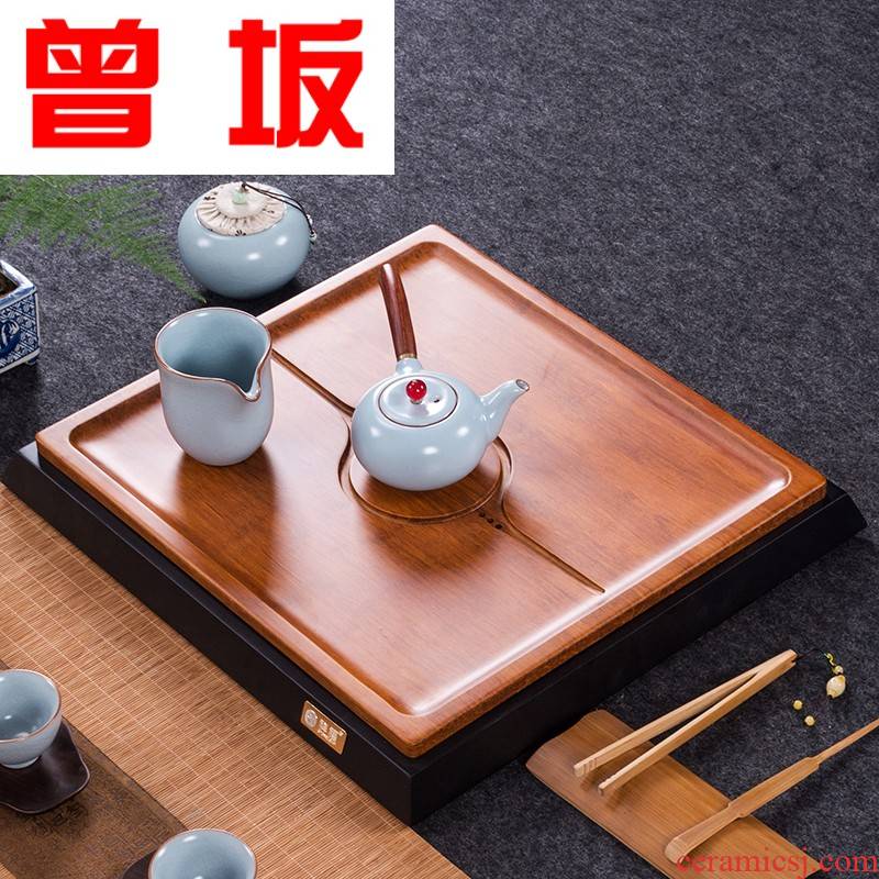Once sitting consolidation piece of flat tea tray was solid wood tea sea bamboo kung fu tea heavy bamboo tea tray drawer drainage