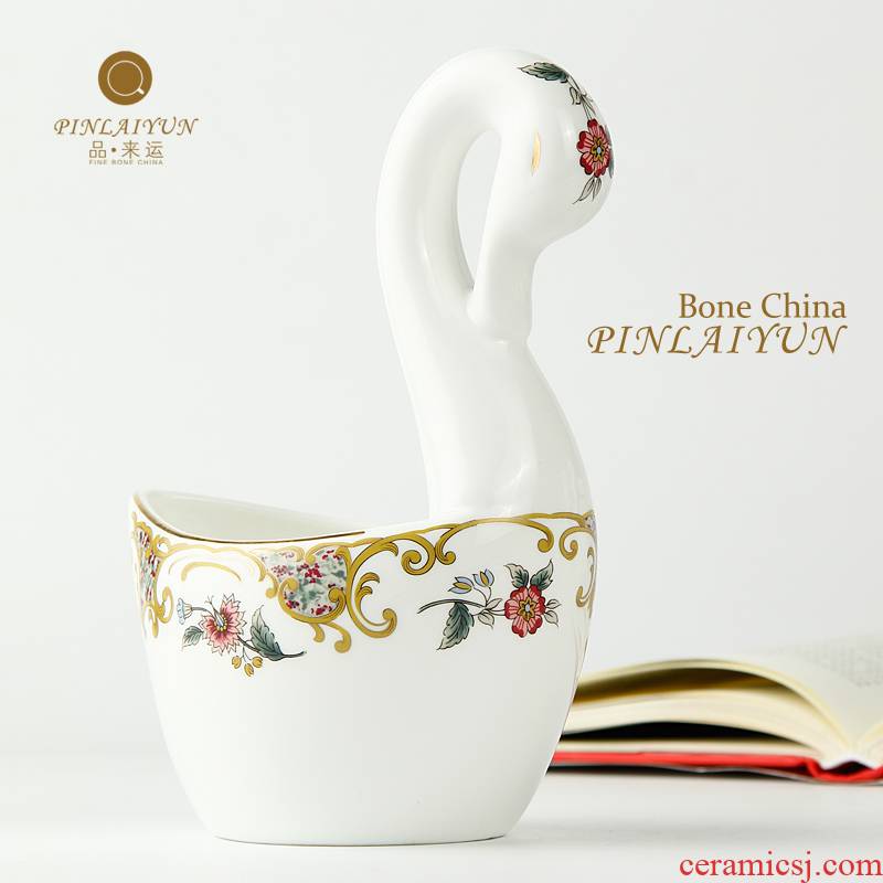 The Form a complete set of tea products to transport 】 【 holding coffee spoon, fruit fork swan