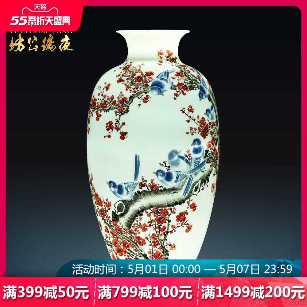 Jingdezhen ceramics hand - made beaming Chinese blue and white porcelain vases, flower arrangement sitting room place, household act the role ofing is tasted