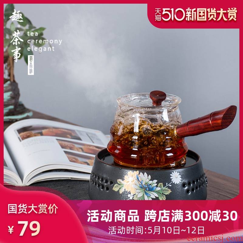 Boiled white tea side boil pot special heat - resistant glass teapot small electric TaoLu suit Boiled tea home office