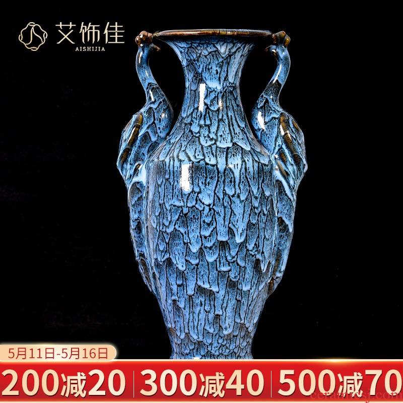 Jingdezhen ceramics up blue flower arranging the sitting room TV ark place Chinese vase, the sitting room porch decoration