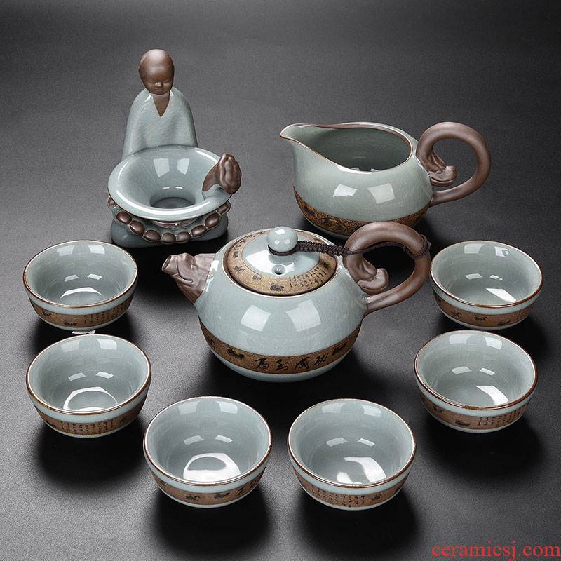 HaoFeng elder brother up of a complete set of kung fu tea set suit household contracted ceramic teapot teacup three GaiWanCha only way with parts