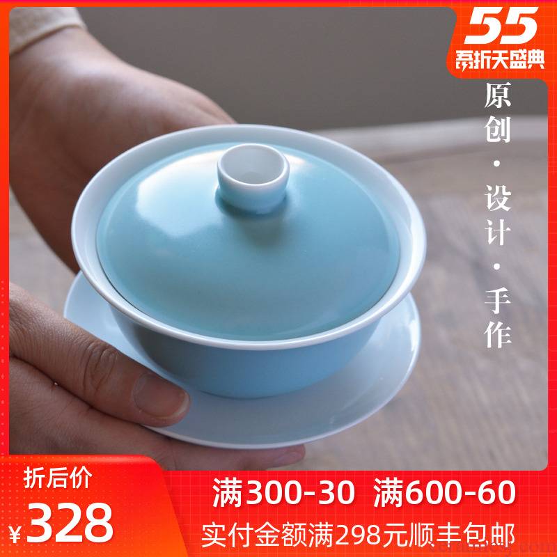 Bright product tureen large single three to jingdezhen kung fu tea tea bowl checking household ceramics making tea