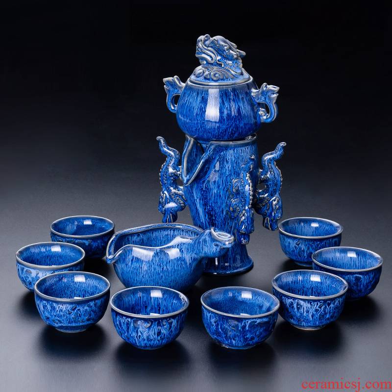 Lazy tea set suit household whole semi - automatic up tea masterpieces, fit the hot teapot teacup ceramics