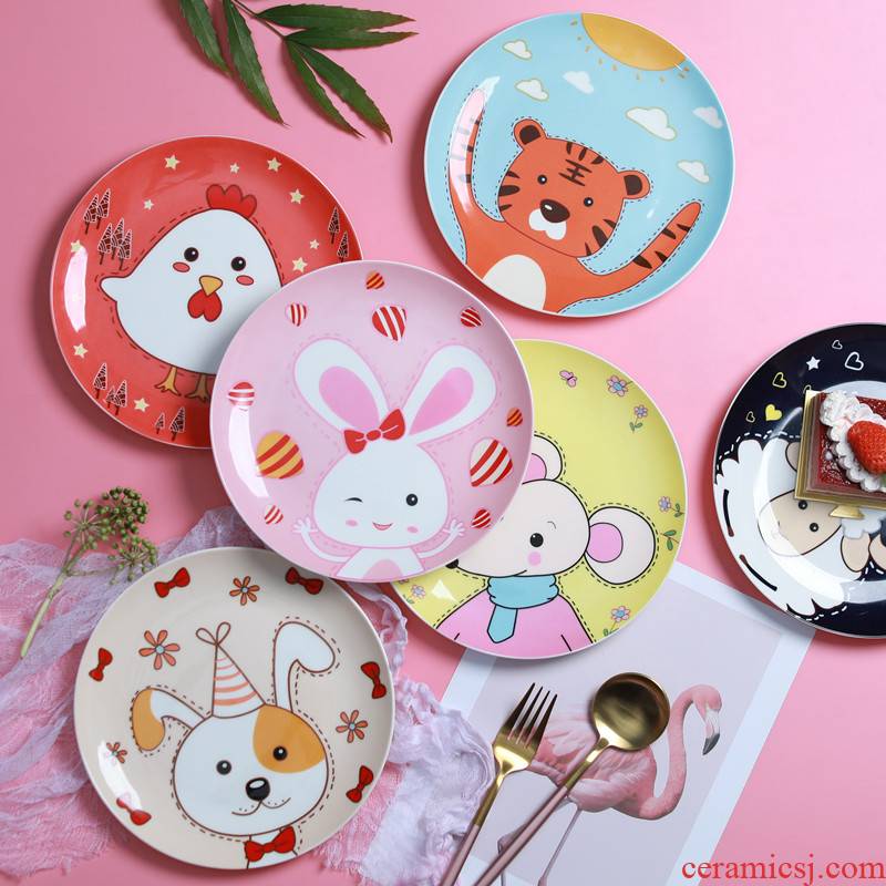 Jingdezhen ceramic express cartoon creative animal rabbit fruit snacks snacks ipads porcelain plates steak plate