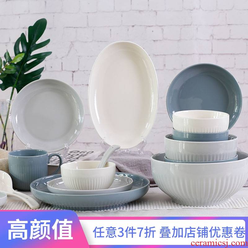 Ya cheng DE Japanese dishes suit household Nordic ceramic tableware, soup bowl dish plate of modern move ins net during the quotation