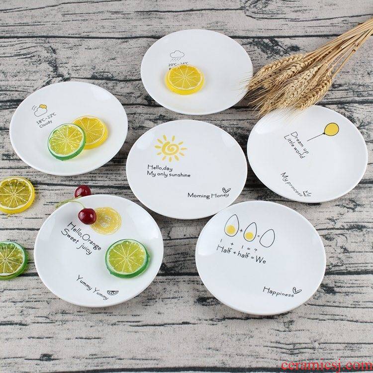 Home/kitchen food dish 5 flat 6 small white ceramic inches dish plate