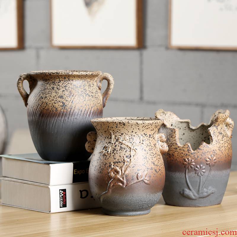 End much meat basin mage, zhuang zi coarse pottery breathable big jar creative ceramic large flower pot basin restoring ancient ways