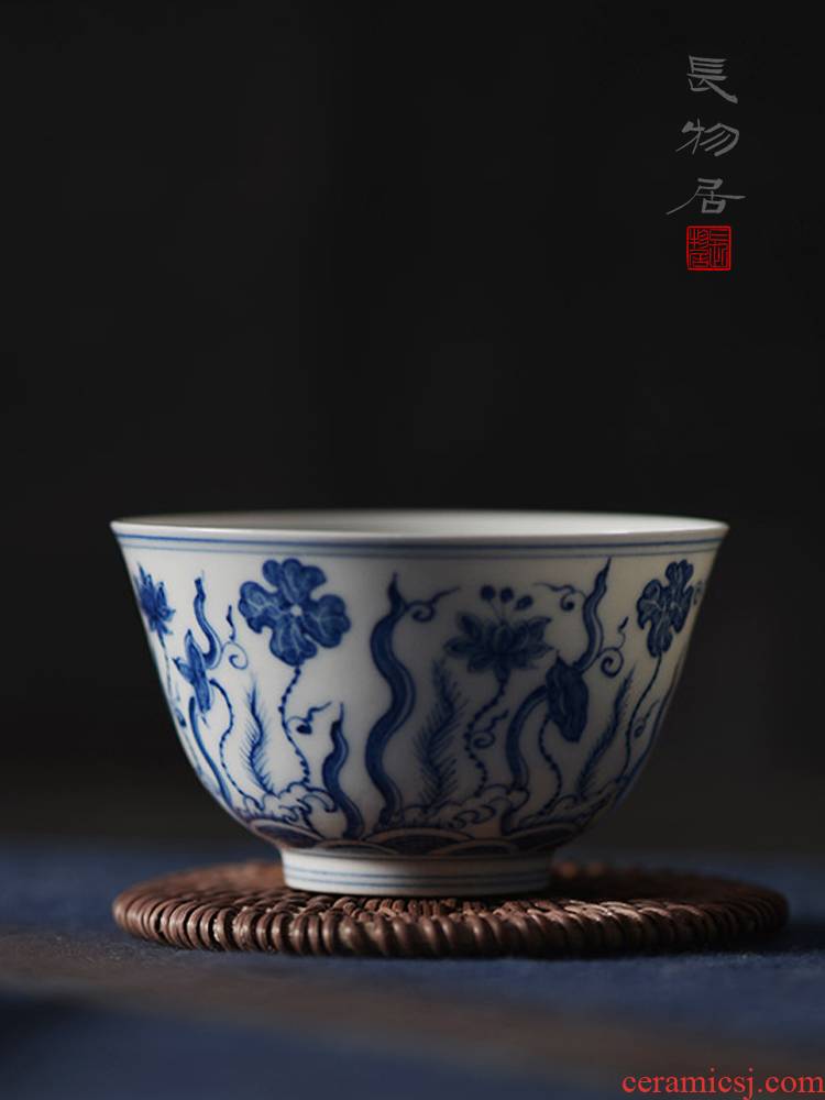 Offered home - cooked in imitation of chenghua hand - made green Hualien pool sample tea cup of jingdezhen ceramic tea cup, master cup by hand