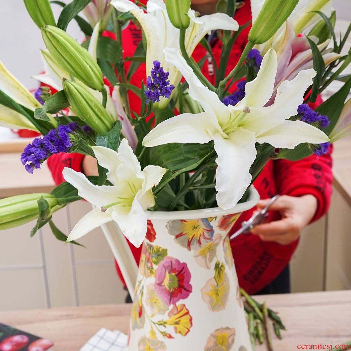 Japan fatty dragon flowers with thick enamel 3.5 L household enamel export large vase bottle decoration