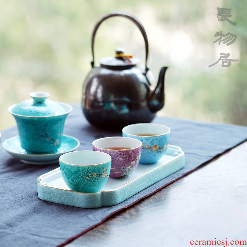 Grilled offered home - cooked hand - made flowers in pastel flower heart cup of jingdezhen ceramic tea set tea master sample tea cup
