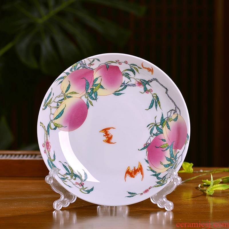Jingdezhen ceramics nine peach peach plate of Chinese style household ipads porcelain dish dish dish large flat plate antique plate