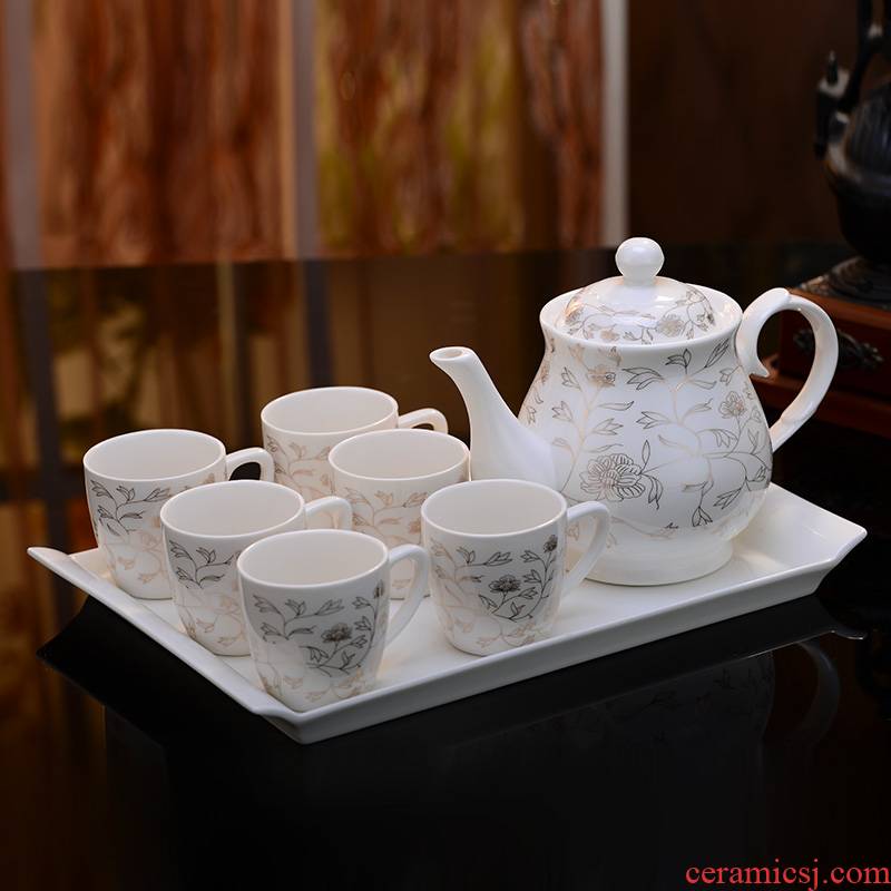Household ceramic tea sets the teapot teacup contracted sitting room tea drinking 6 glasses of water ceramic cup teapot