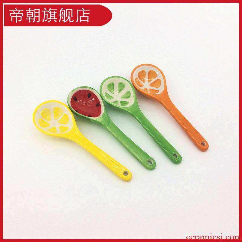 Emperor the lovely hand - made ceramics creative cartoon tableware tableware series of fruit ice cream spoon, children at home
