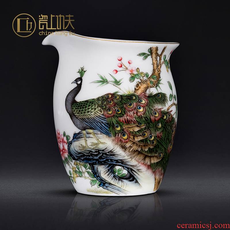 Jingdezhen kung fu tea accessories hand - made peacock enamel points fair keller of tea ware ceramic cup