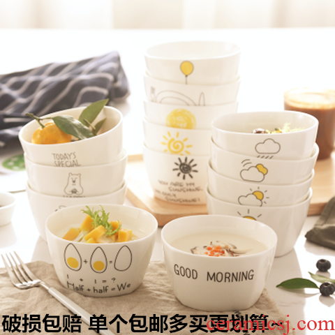 The Antarctic treasure bowl cartoon creative square bowl of rice to eat Japanese tableware bowl can microwave household small bowl of soup
