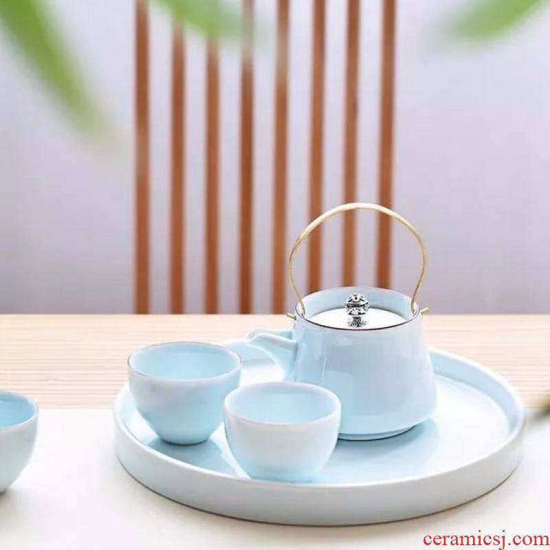 Pure color single master kung fu tea set celadon teacup girder pot cup personal cup sample tea cup dry terms plate ceramic package