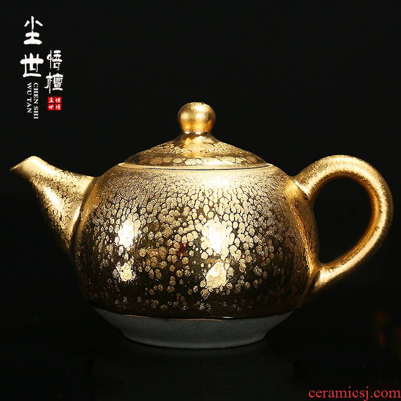 Jianyang built light tea suit household ceramic tea set tea light oil droplets kung fu contracted fine gold single pot teapot