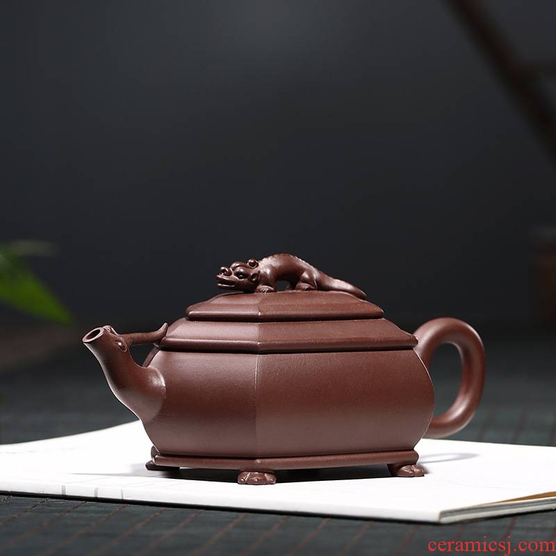 Yixing masters are it pure manual undressed ore old purple clay teapot kung fu tea set household teapot longnu six - party