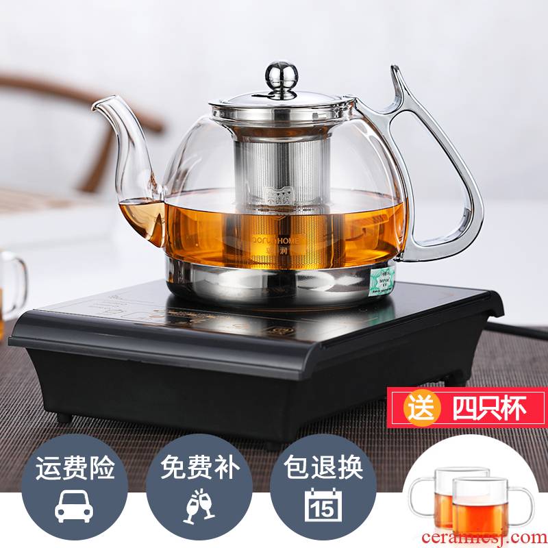 Glass teapot filtering thickening heat boiling water tea stove the boiled tea, the electric TaoLu induction cooker special teapot suit