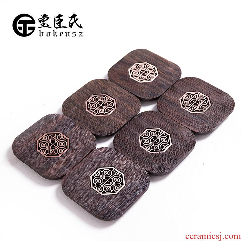 Treasure minister 's ebony wood tea cup mat cup tea kungfu combination of Japanese tea accessories