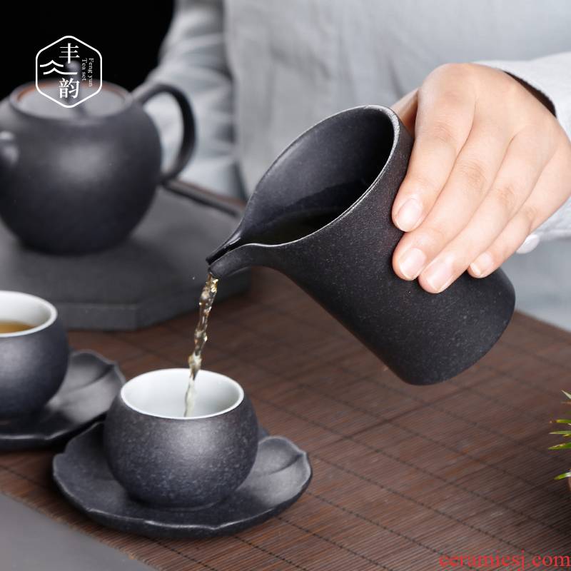 Black pottery ceramic tea set household fair keller tea zero distribution of tea ware coarse pottery big sea kunfu tea accessories and a cup of tea