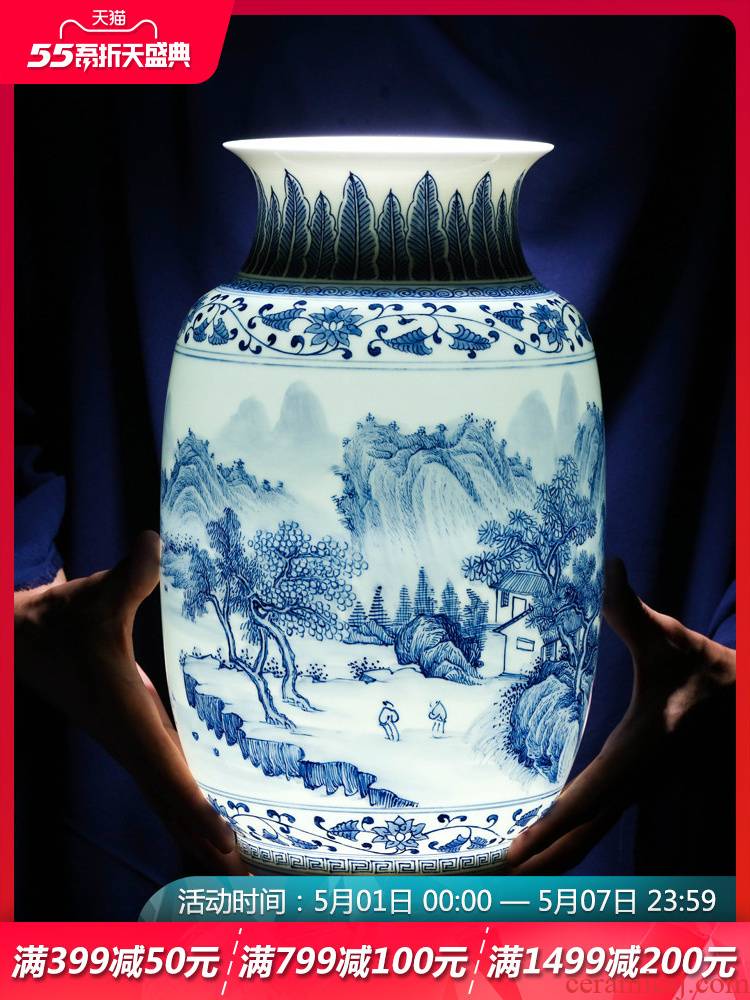 Jingdezhen ceramics hand blue and white porcelain vase is placed the new Chinese style household living room TV cabinet flower decorations