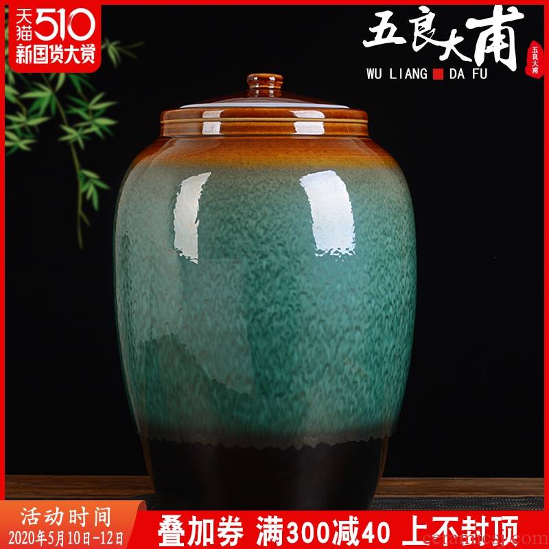 Jingdezhen ceramic barrel 50 pounds to ricer box household rice storage box with cover seal insect - resistant moistureproof ceramic storage tank