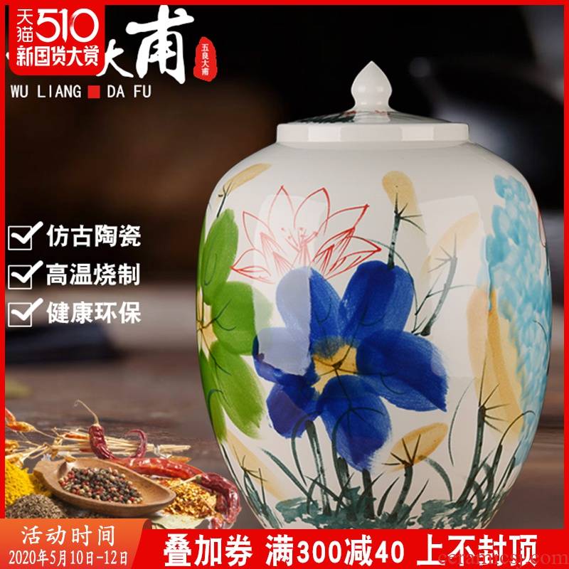 Jingdezhen ceramic barrel ricer box meter box storage 50 kg 30 jins with cover seal storage tank household insect - resistant moistureproof cylinder