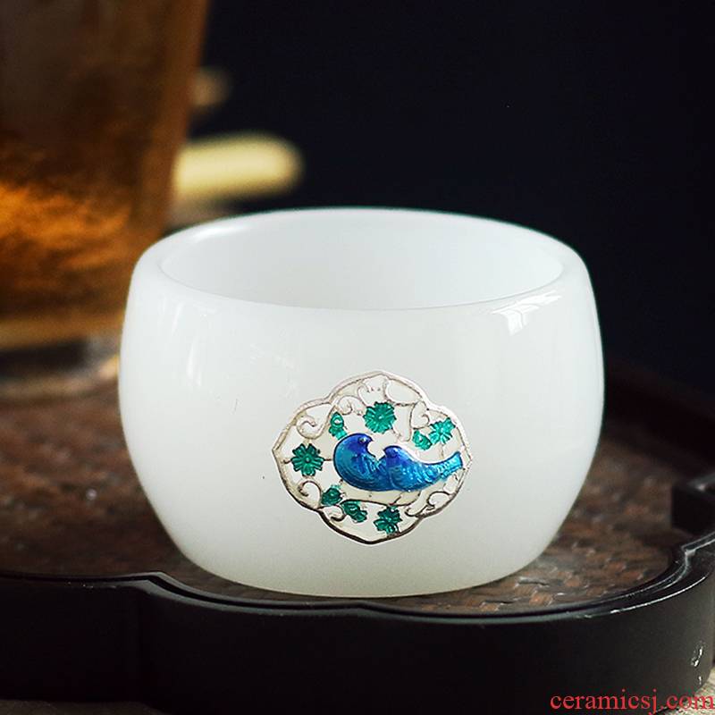 Love cloisonne coloured glaze cup retro white porcelain single CPU household ceramics kung fu tea cup, small cup masters cup
