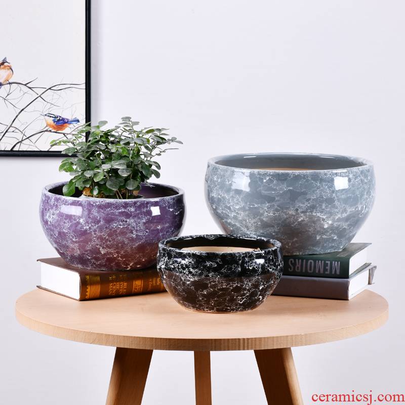 Large diameter ceramic flower pot basin of extra Large sitting room money plant trees wholesale contracted color air mail flowerpot pack