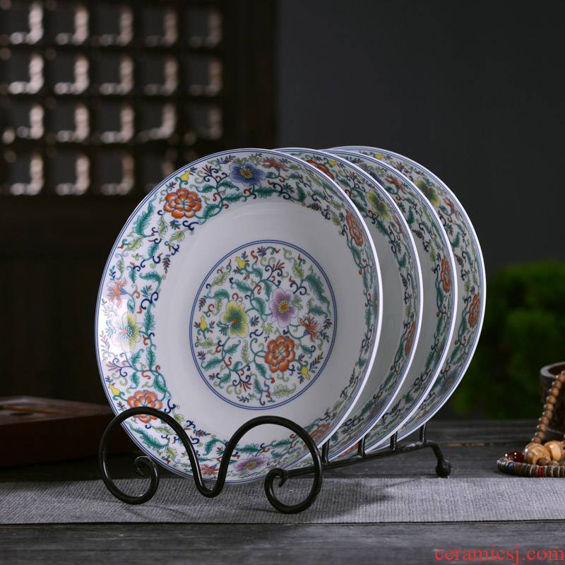 Jingdezhen ceramics deep shallow rice dish dish of Chinese style household dish plate plate antique ipads plate slag tableware fruit bowl
