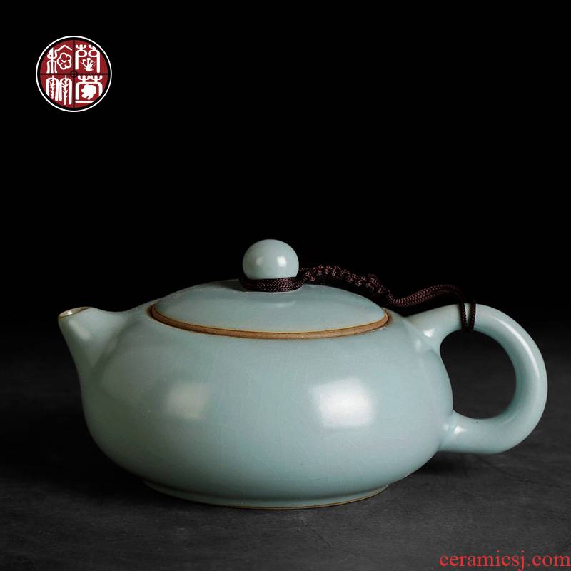 By patterns your up bian xi shi tea pot of Chinese ceramic cyan single pot of ice to crack the teapot version of a single day
