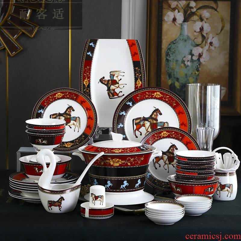 Guest comfortable resistant ceramic bowls of rice bowl ipads plates jingdezhen ceramic tableware household wedding gift set manufacturers