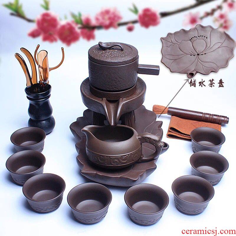 Violet arenaceous stone mill semiautomatic kung fu tea set ceramic household lazy hot creative tea; Preventer teapot teacup