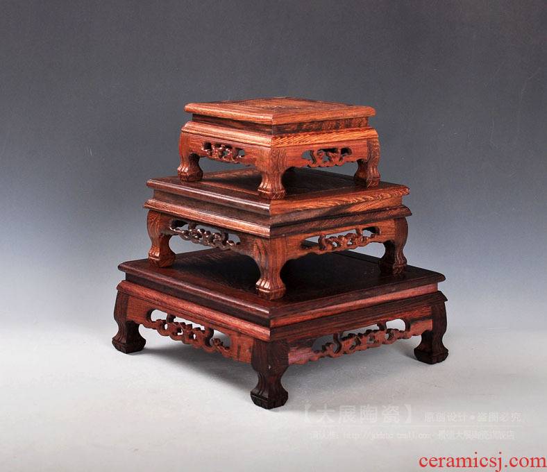 Make solid wood carved base square base a stone base study penjing vase base