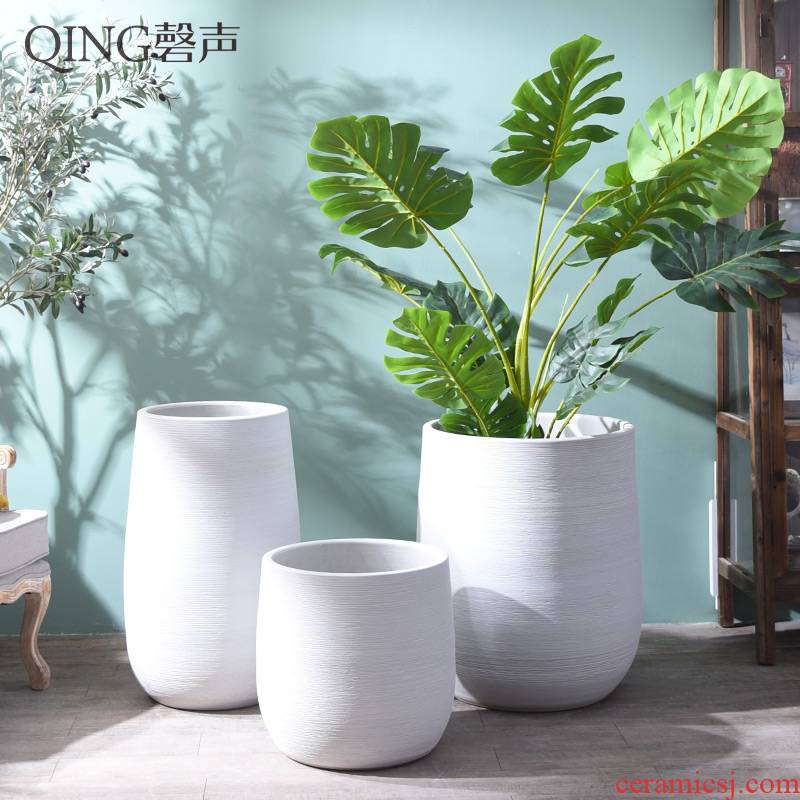 Nordic ins ceramic vases, large ceramic cylinder, I and contracted wind pure color white flower arranging the sitting room adornment furnishing articles