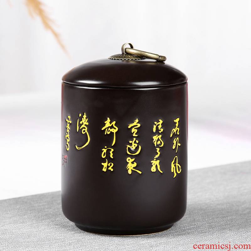 Porcelain heng tong caddy fixings ceramic seal pot small portable mini storage tank of creative move fashion tea box