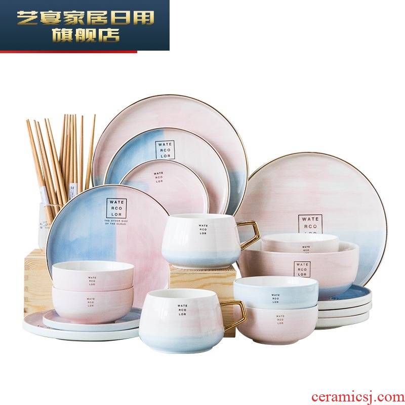 The dishes suit household Chinese network red ins dish bowl good - & tableware sweethearts bowl chopsticks to eat by by 2/4/6 dishes