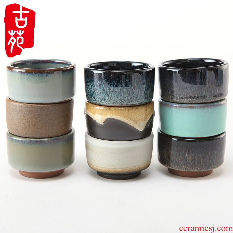 Ceramic yixing purple clay glaze thick clay sample tea cup kung fu tea set household small straight expressions using CPU CPU master single CPU