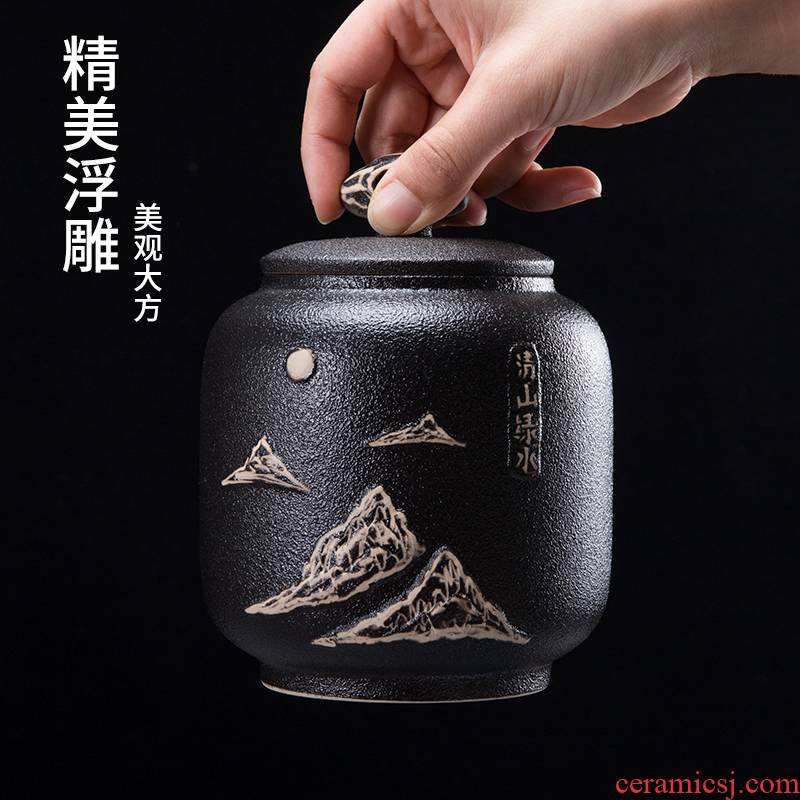 The ceramic tea canister creative move fashion storage tank is sealed container The loaded tea gift boxes red green tea and tea urn