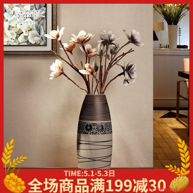 Jingdezhen ceramic lucky bamboo vase of large modern European new home sitting room TV ark, home decoration furnishing articles